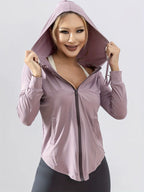Hooded Sports Coat Women'S Loose Running Smock Large Size Fitness Wear Quick Drying Long Sleeve Yoga Wear Top