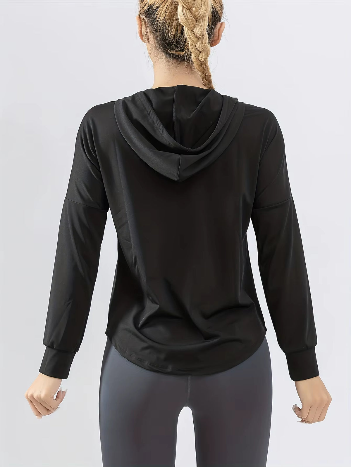Hooded Sports Coat Women'S Loose Running Smock Large Size Fitness Wear Quick Drying Long Sleeve Yoga Wear Top