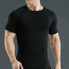 2-Piece Compression T Shirt Men Summer Sportswear Running T-Shirt Elastic Quick Dry Sport Tops Athletic Gym Workout Shirts Men