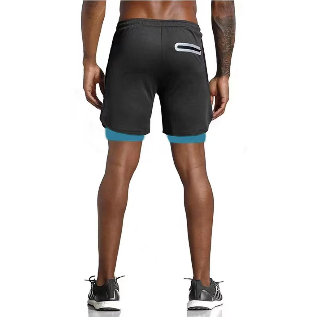 Men Sport Shorts Summer Sportswear 2 in 1 Short Pant Double-Deck Training Workout Clothing Male Tight Gym Fitness Running Shorts