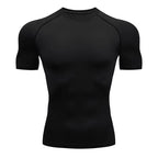 2-Piece Compression T Shirt Men Summer Sportswear Running T-Shirt Elastic Quick Dry Sport Tops Athletic Gym Workout Shirts Men