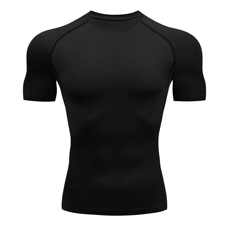 2-Piece Compression T Shirt Men Summer Sportswear Running T-Shirt Elastic Quick Dry Sport Tops Athletic Gym Workout Shirts Men