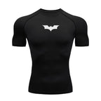 Mens Slim Fit Sports Short Sleeve T-Shirt European and American Summer Fashion O-Neck Quick-Drying Elastic Gym Fitness T Shirt