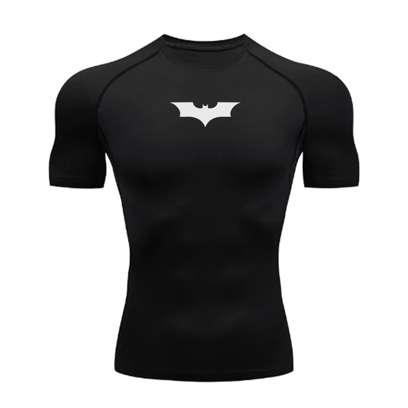 Mens Slim Fit Sports Short Sleeve T-Shirt European and American Summer Fashion O-Neck Quick-Drying Elastic Gym Fitness T Shirt