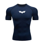 Mens Slim Fit Sports Short Sleeve T-Shirt European and American Summer Fashion O-Neck Quick-Drying Elastic Gym Fitness T Shirt