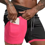 Men Sport Shorts Summer Sportswear 2 in 1 Short Pant Double-Deck Training Workout Clothing Male Tight Gym Fitness Running Shorts