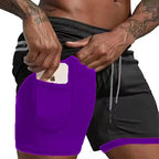 Men Sport Shorts Summer Sportswear 2 in 1 Short Pant Double-Deck Training Workout Clothing Male Tight Gym Fitness Running Shorts