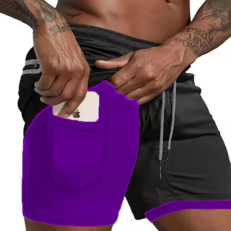 Men Sport Shorts Summer Sportswear 2 in 1 Short Pant Double-Deck Training Workout Clothing Male Tight Gym Fitness Running Shorts